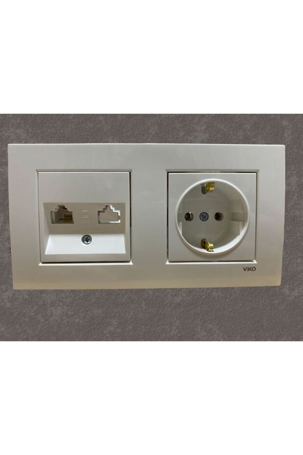 Viko Karre Set of 2 Numeris Telephone Socket-Grounded Socket White