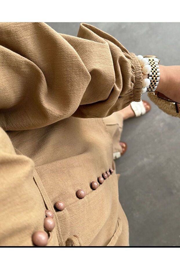 طقم حجاب فاخر من الكتان بحزام - 2