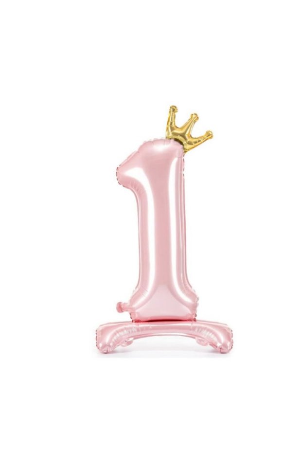 34Inch Pink Crowned Number Balloon