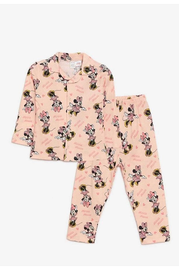 LCW baby CNR Gömlek Yaka Uzun Kollu Minnie Mouse Baskılı Kız Bebek Pijama Takımı - 1