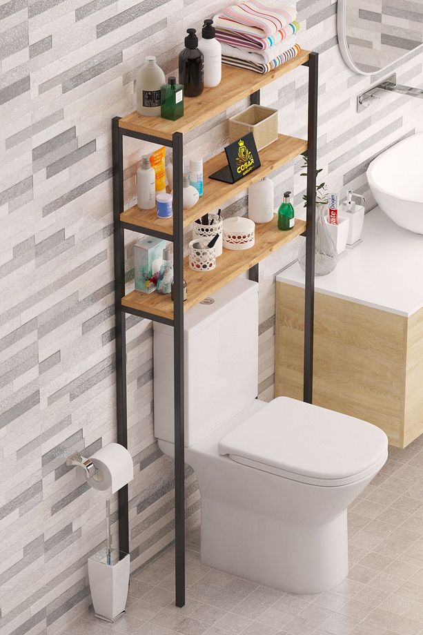 Wc Arkası Klozet Rafı Klozet Üstü Raf Ve Organizatör Havluluk Banyo Düzenleyici Beyaz - 3