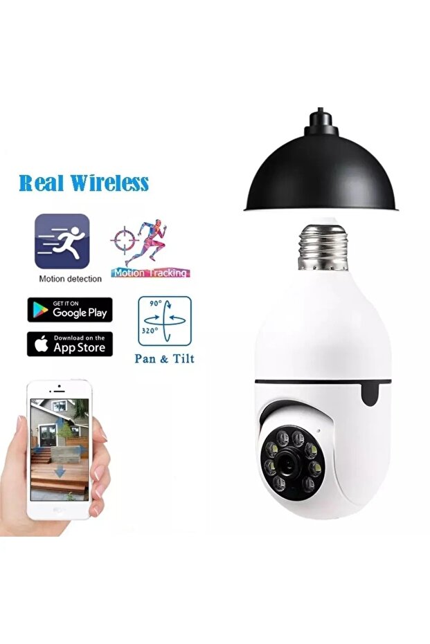 Solution tech WiFi 360 Led Ampul Kamera Kablosuz Gece Görüş Çift Yönlü Ses Akıllı Hareket Algılama - 5