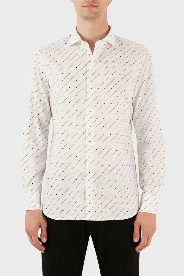 Cotton Logo Pattern Printed Regular Fit Shirt Men's SHIRT 6R1C86 1NMVZ F1D8