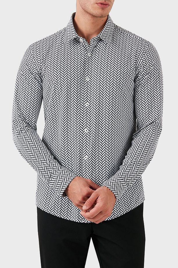 Streç Desenli Regular Fit Gömlek Erkek GÖMLEK 50522068 001 - 3