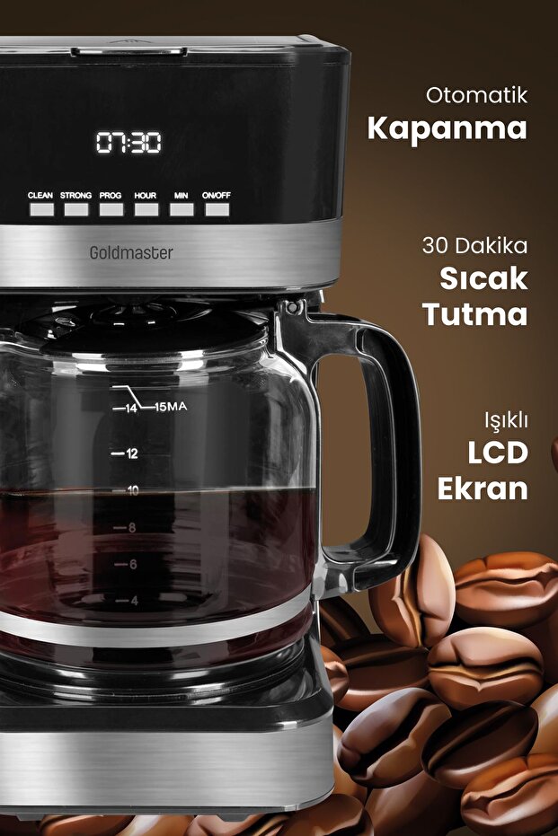 Hazz 1.8 Liter - Coffee Machine with Glass Jug, Washable Filter and Automatic Timer - 3