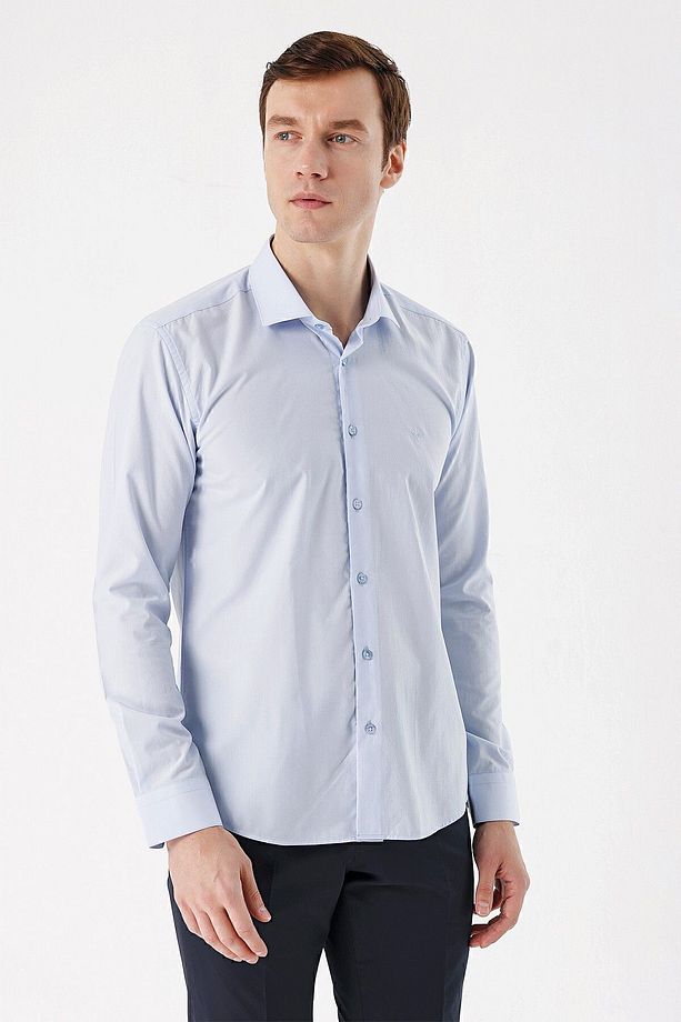 Erkek A. Mavi Basic Slim Fit Gömlek - 2