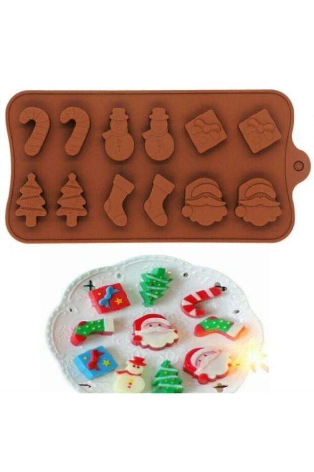 Santa Claus, Pine Tree, Christmas Stocking, Snowman Shaped Christmas Themed Chocolate Mold