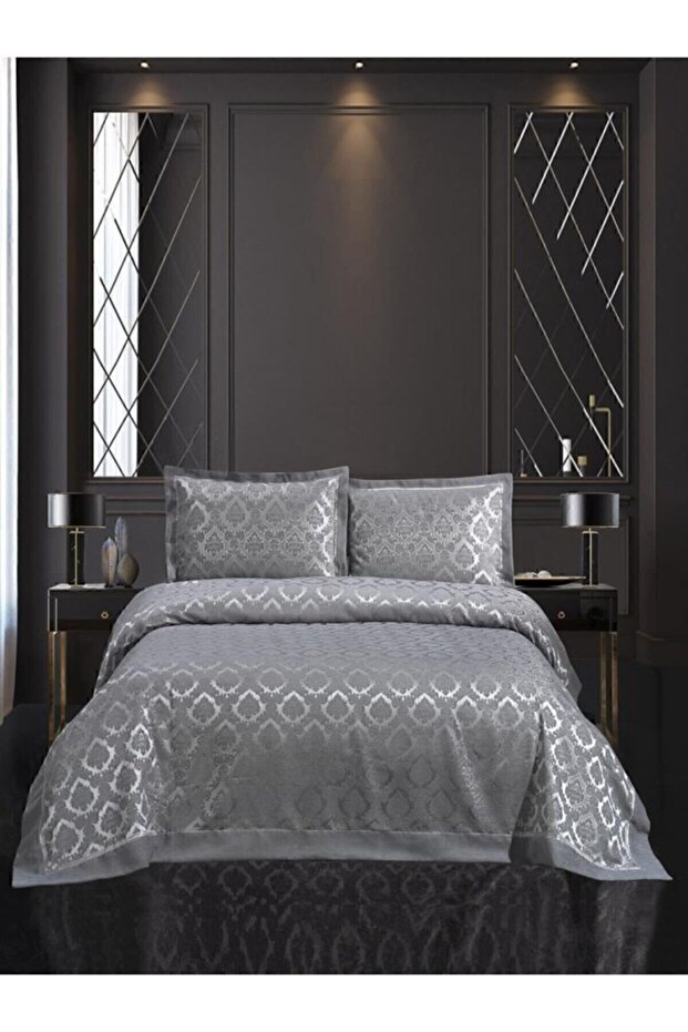 Double Bedspread Marvella Chenille Gray Gray - 240 X 260