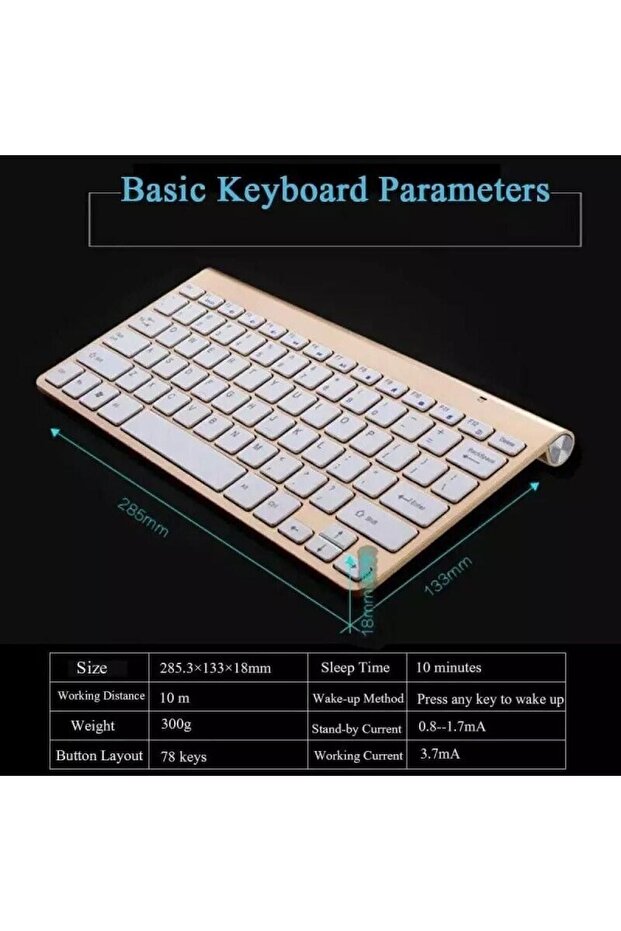 Hometech T100 Kablosuz Taşınabilir Wireless Klavye Mouse Set 2.4 Ghz - 7
