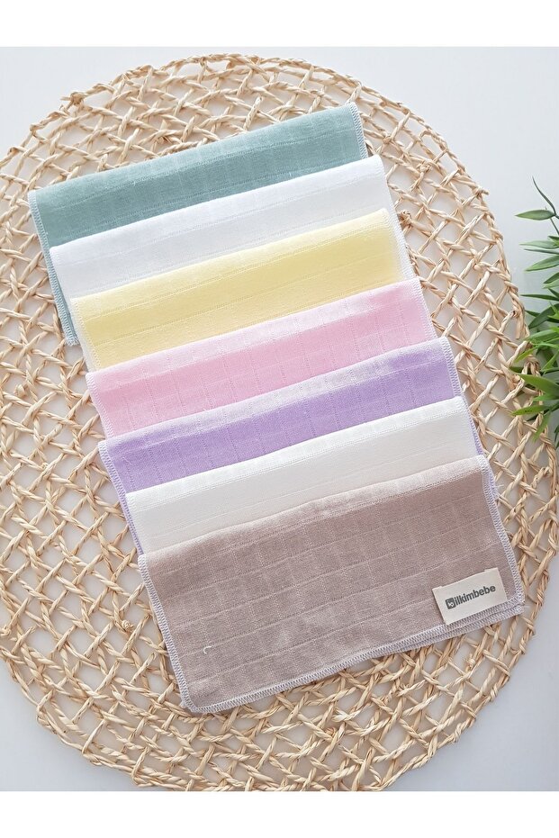 Colorful Set of 7 Single Layer Muslin Baby Mouth Wipes