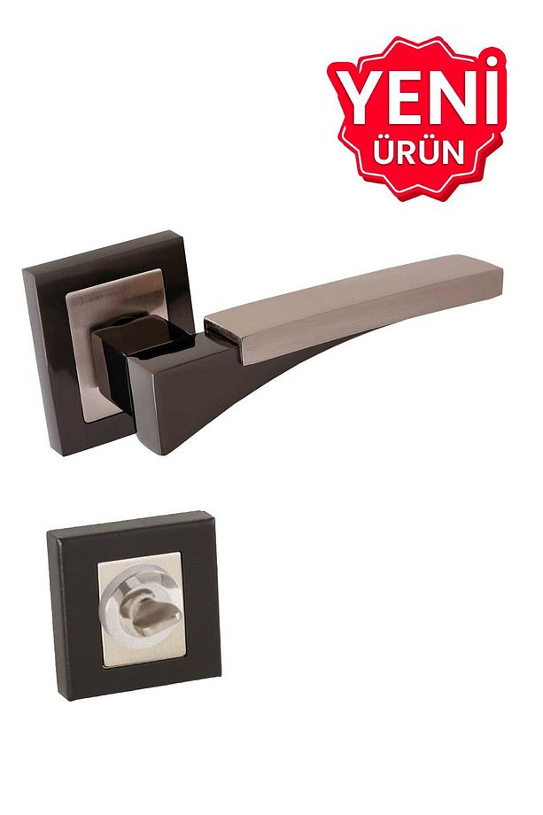 Lüks Mercan Mat Siyah Saten Kare Rozetli Zamak Wc Kapı Kolu / Wc Kapıları Içindir - 1