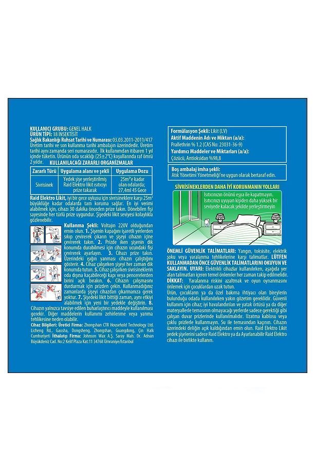 Elekro Likit Cihaz Ve 1 Yedek, 45 Gece (SİVRİSİNEKLERE KARŞI) - 3