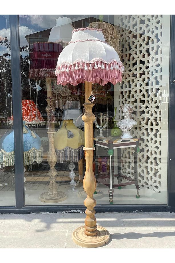 Eşsiz Tasarımlı Lambader, Ahşap Ayaklı, Aydınlatma Aksamı Dahil. (178CM YÜKSEKLİK) - 1