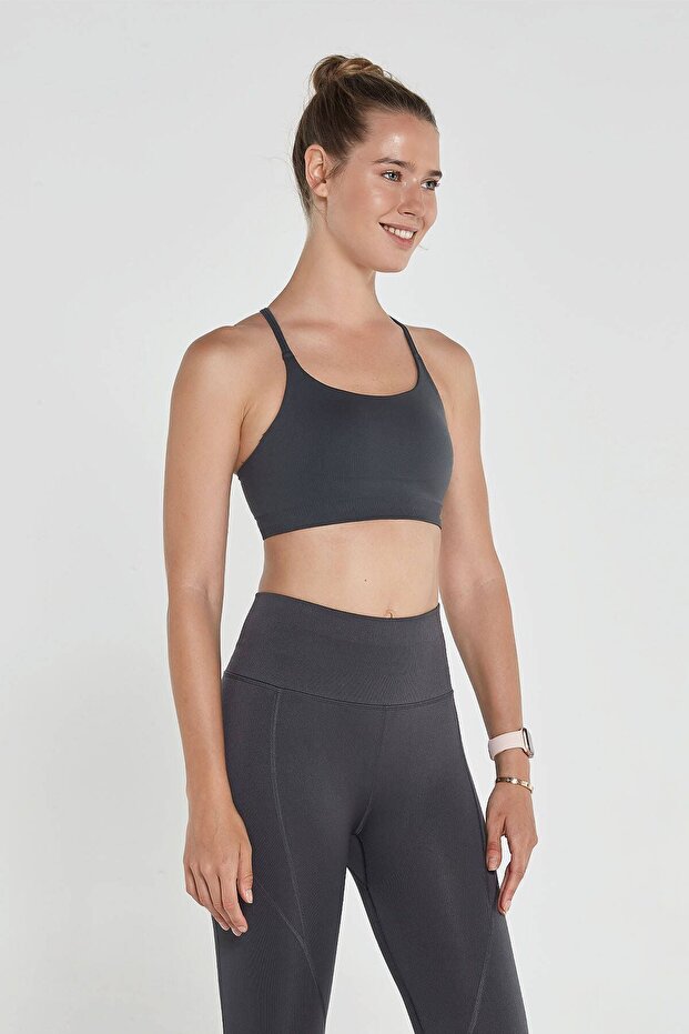 Pine Adjustable Thin Strap Bra Anthracite - 3