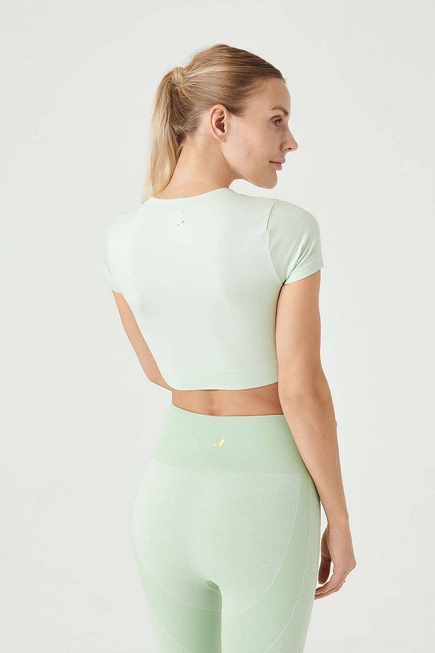 Captiva Yumuşak Dokulu & Esnek Crop Top Yeşil - 4