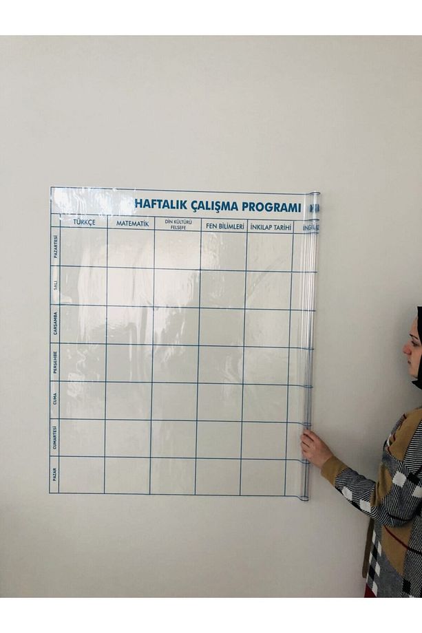 Haftalık Ders Çalışma Programı 5-6-7-8. Sınıf Statik Akıllı Kağıt Yazı Tahtası 120x100 Cm Kalem - 3