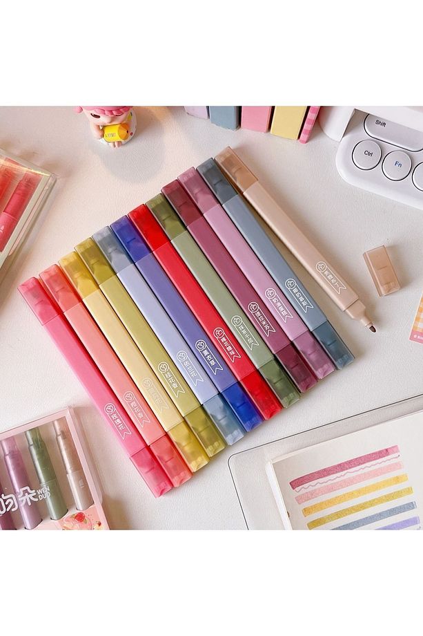 Wenduo Çift Uçlu Kokulu 12''li Pastel Fosforlu Kalem Seti - 1