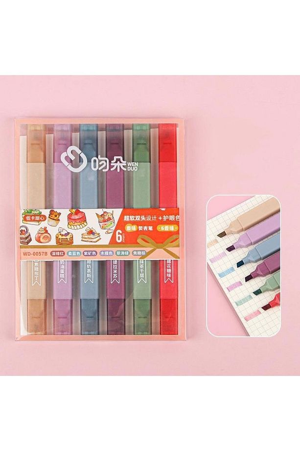 Wenduo Çift Uçlu Kokulu 12''li Pastel Fosforlu Kalem Seti - 7
