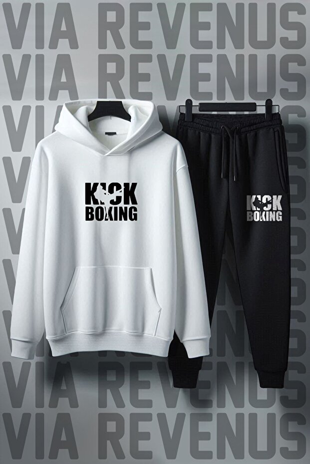 Kick Boxing Printed Unisex Wide Fit Soft Fabric Hooded Tracksuit Set