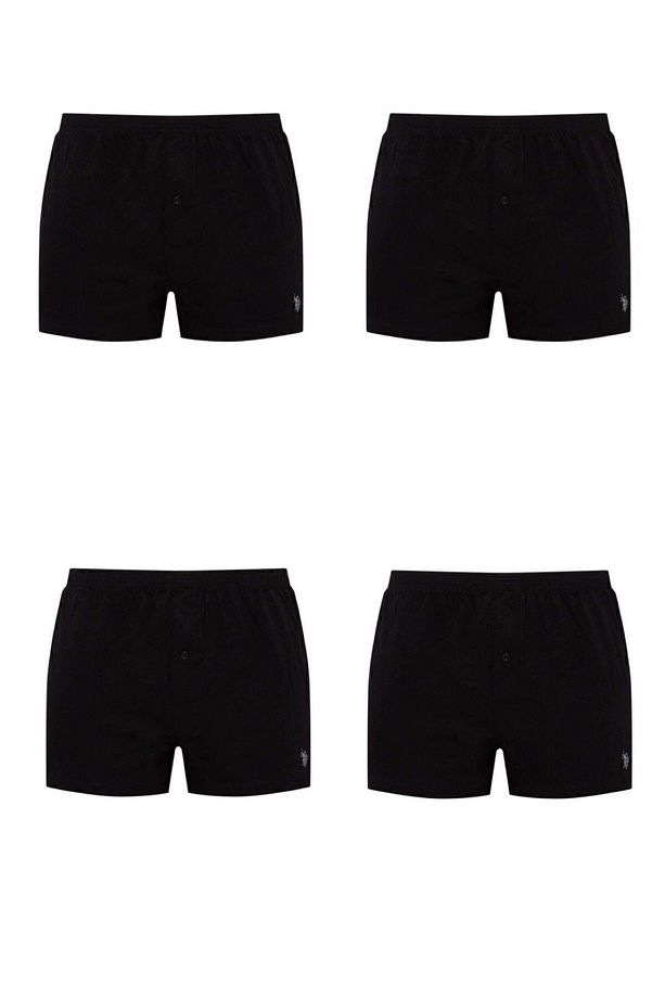 Erkek %100 Pamuklu 4'lü Siyah Geniş Paça Şort Boxer - 1
