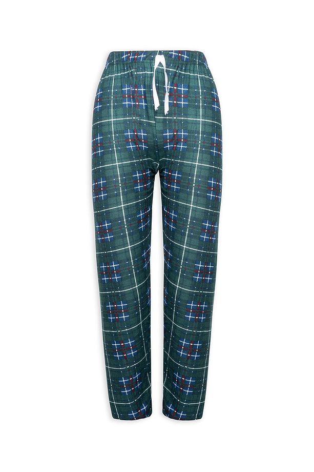 Kadın Kışlık Ekose Desenli Lastikli Yumuşak Pijama Altı - 1