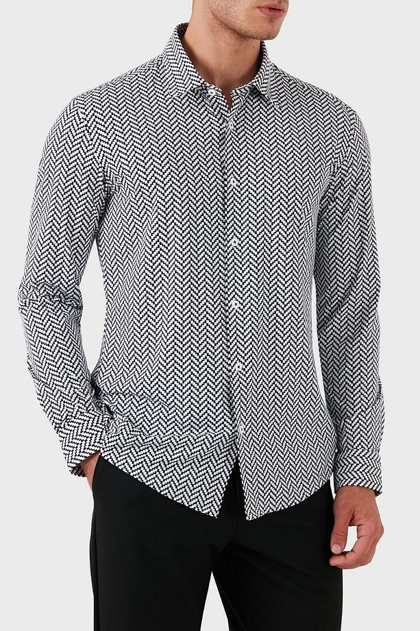 Streç Desenli Regular Fit Gömlek Erkek GÖMLEK 50522068 001 - 1