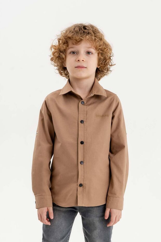 قميص أساسي للأولاد بأكمام طويلة قابل للطي - 2