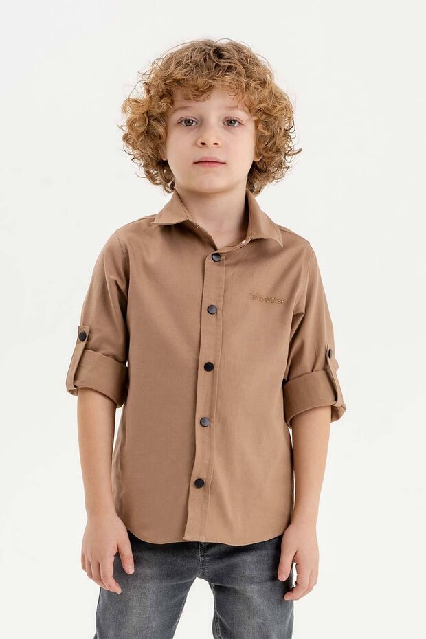 قميص أساسي للأولاد بأكمام طويلة قابل للطي - 5