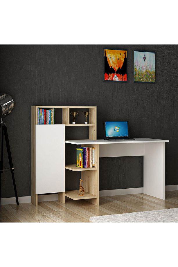 Buğra Dolaplı Çalışma Masası – Beyaz & Safirmeşe, Bilgisayar Masası - 5