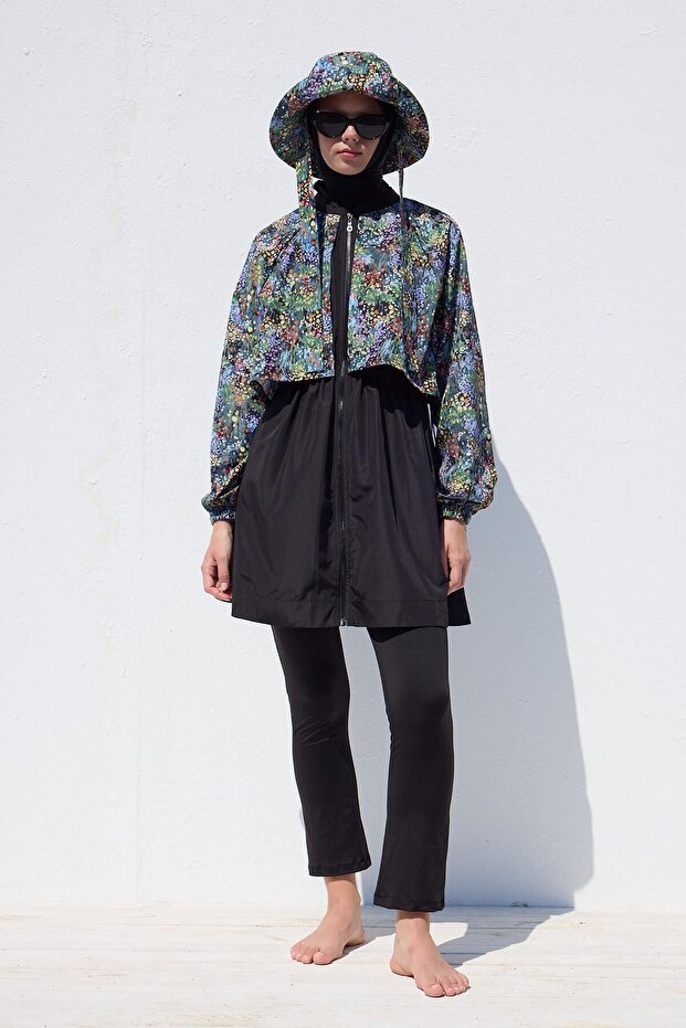 3 részes Saw Shear fürdőruha szett széldzsekivel - apró virág - 8