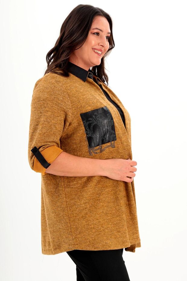 Tren42Plus Plus Size Stone Printed Mustard Double Set - 3
