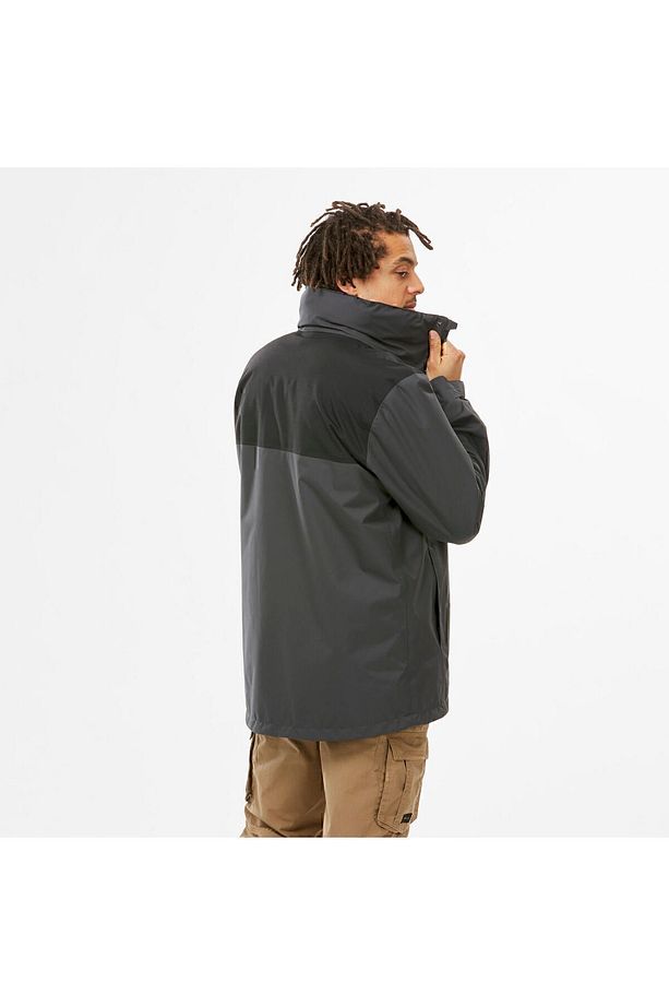 Erkek 3'ü 1 Arada Su Geçirmez Outdoor Trekking Montu - Gri - Travel 100 - 0°c - 9