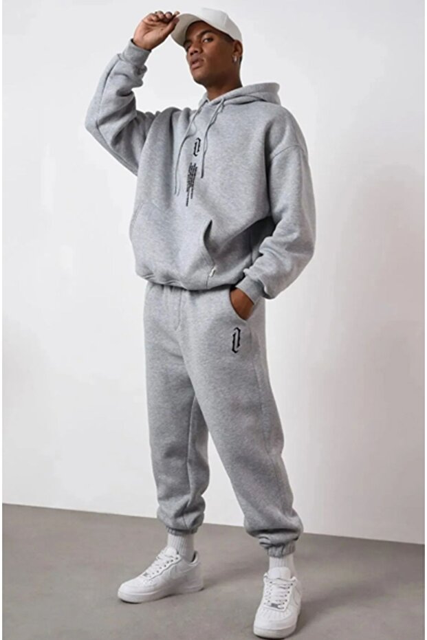 Men's Gray Vertical Oversize Tracksuit Set