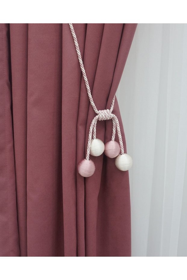 Modern Winding 4 Ball Braçol Cornice Tactical String Ceiling Curtain Accessory Dusty Rose & Cream