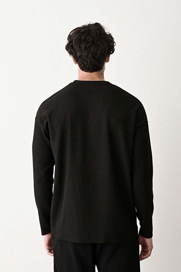Erkek Oversize Fitilli Sweatshirt - 4