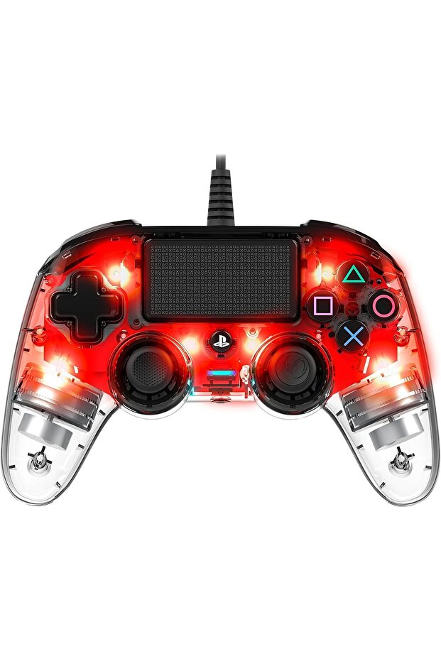 وحدة تحكم سلكية مضيئة مدمجة لجهاز بلاي ستيشن 4 - أحمر - 2