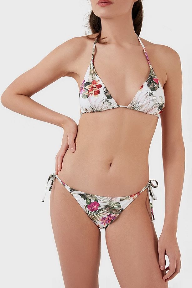 Removable Baskılı Çıkartılabilir Dolgulu Ip Askılı Üçgen Bikini Üstü Bikini Üstü E02j25m - 1