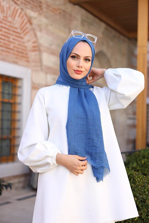 Bürümcük شال جينز أزرق