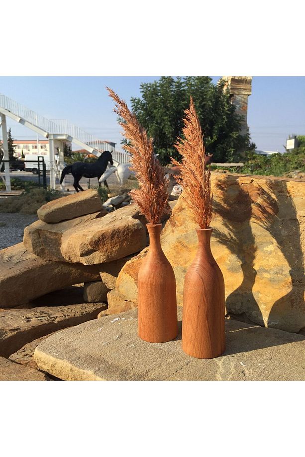Dekoratif Vazo Saksı Ahşap 2'li Boyut 20 Cm - 4