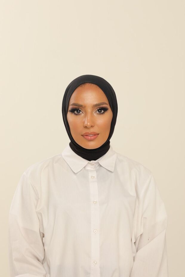 Black Practical Combed Cotton Shawl - Women's Hijab Velcro Hijab Bonnet