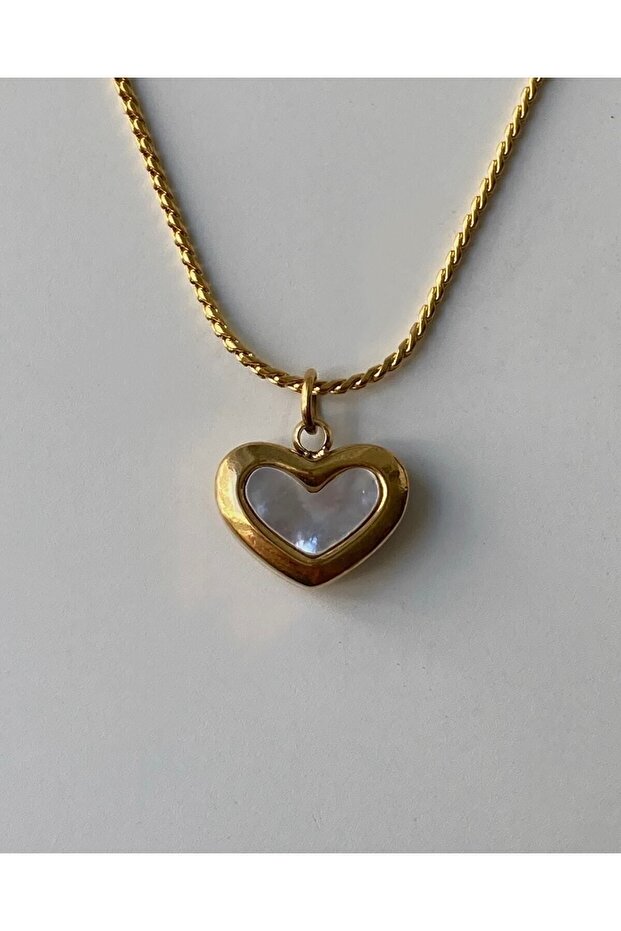 Çelik, Sedefli Mini Kalp Kolye - 4