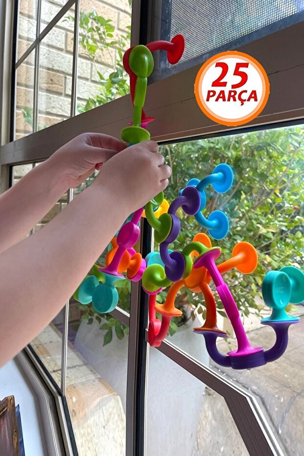 Vantuzlu Vakum Molekül 25 Parça Yapı Silikon Taşları Popit Eğitici Oyuncak Squigz Puzzle Yapboz - 6