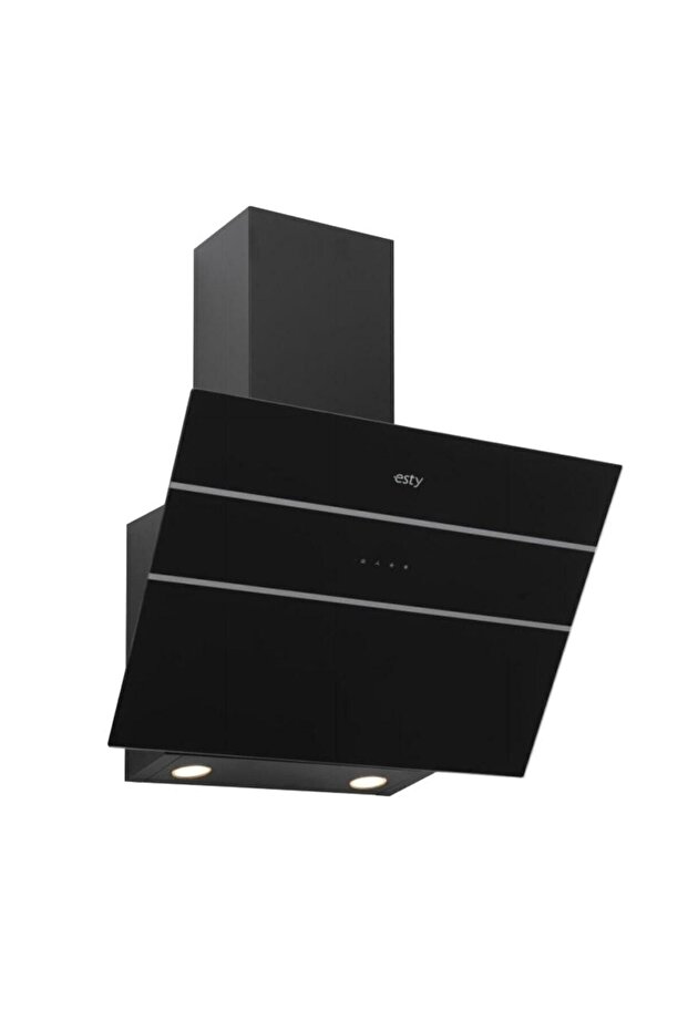 3473 Plus Dekoratif Siyah Cam Davlumbaz (60 Cm) - 1