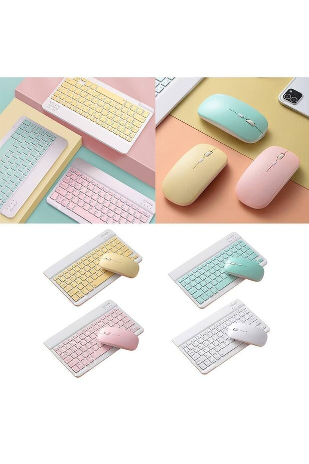 Ipad Mini 2 A1489 A1490 A1491 Uyumlu Kablosuz Bluetooth Klavye Mouse Set - 6