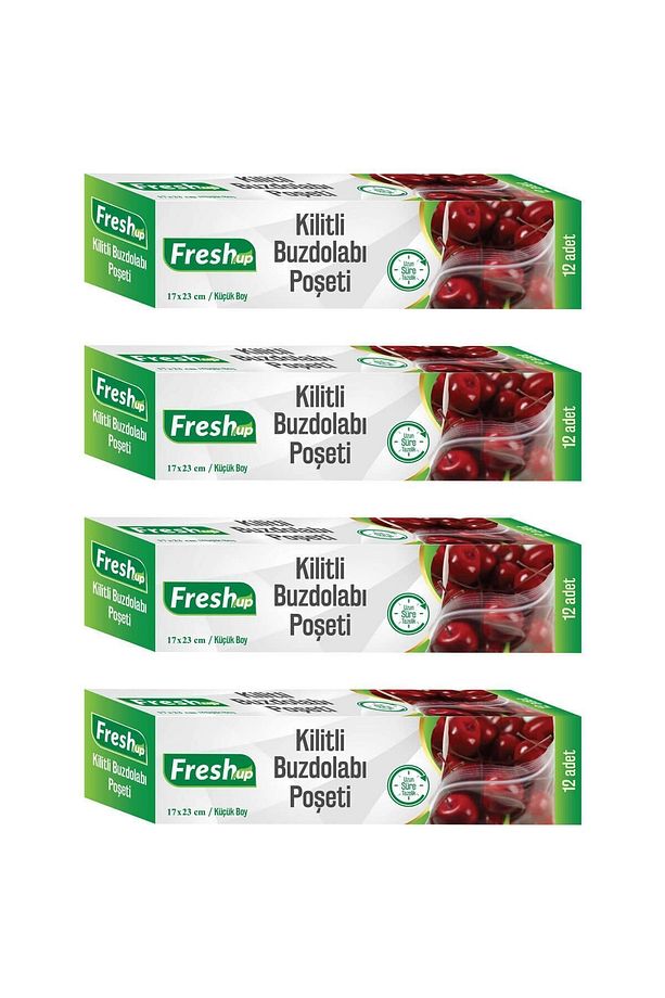 Fresh-up Küçük Boy Kilitli Buzdolabı Poşeti Seti 12'li 4 Paket Toplam 48 Adet - 1