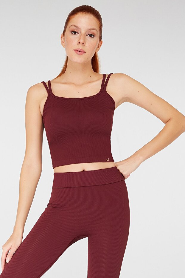 Darwin Double Strappy Crop Top Claret Red
