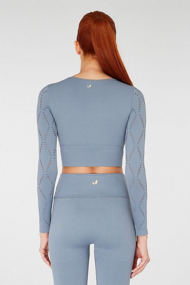 Naples Uzun Kol Crop Top Econyl Stone - 4