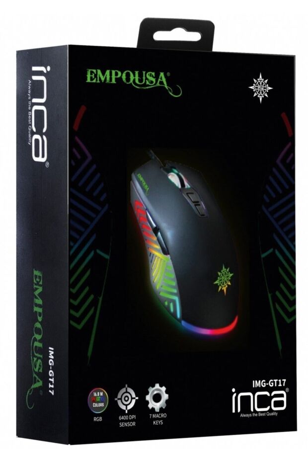 Empousa Img-gt17 Rgb 6400 Dpı Örgü Kablolu Macrolu Gaming Oyuncu Mouse - 5
