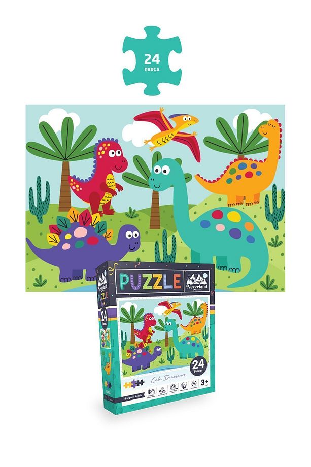 4'lü Çocuk Puzzle - 24 P. Sevimli Dinozorlar Ve Otobüs Ve 100 P. Gezegenler Ve 50 P. Sonbahar Ormanı - 2