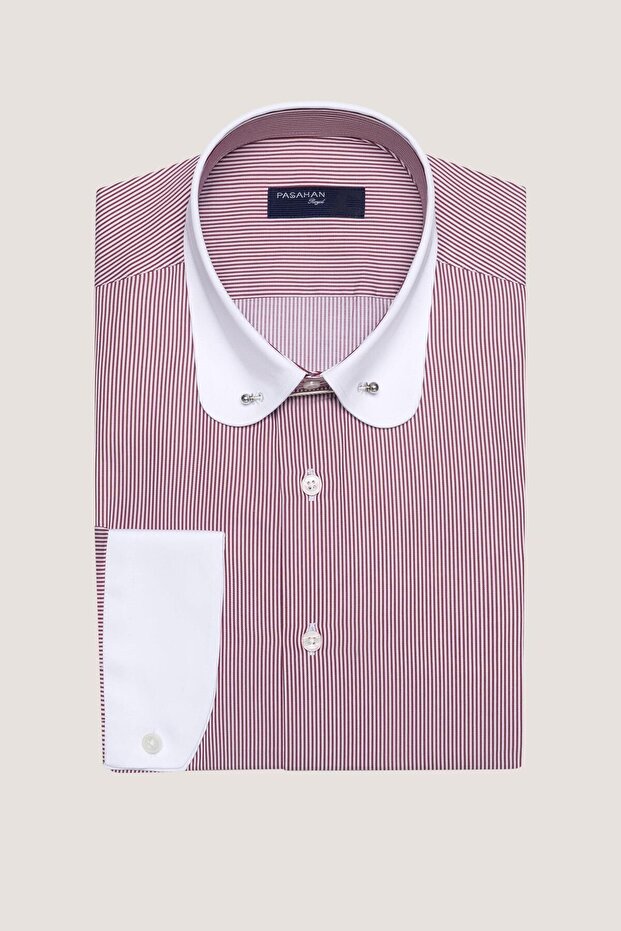 Striped Baby Collar Pin Shirt